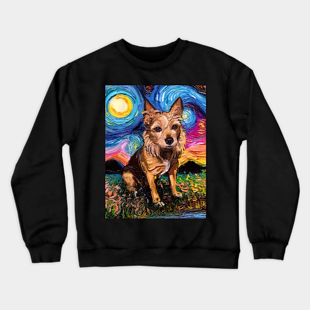 Australian Terrier Night Crewneck Sweatshirt by sagittariusgallery